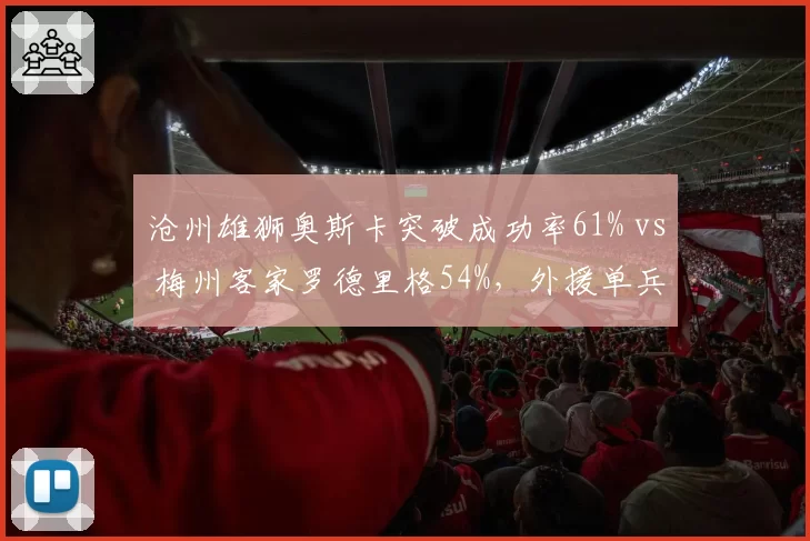 沧州雄狮奥斯卡突破成功率61% vs 梅州客家罗德里格54%，外援单兵能力对决